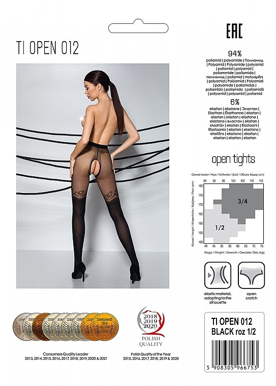 Erotische Strumpfhose mit Ausschnitt Tiopen 012 20/40 Den black - Passion — Bild N2