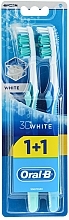 Zahnbürste mittel 3D White türkis, blau 2 St. - Oral-B 3D White 40 Medium 1+1 — Bild N1