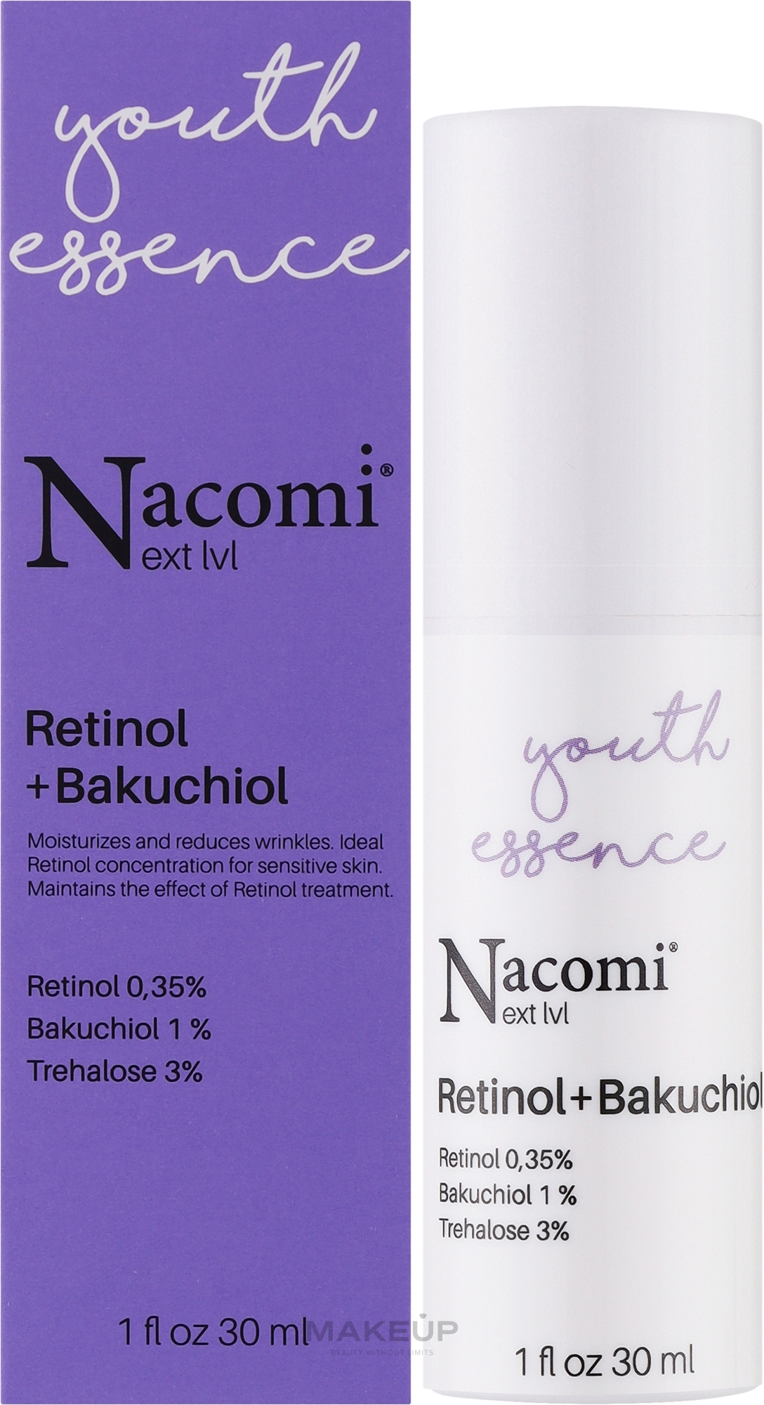 Nachtserum mit Retinol und Bakuchiol - Nacomi Next Level Retinol 0,35% + Bakuchiol 1% — Bild 30 ml