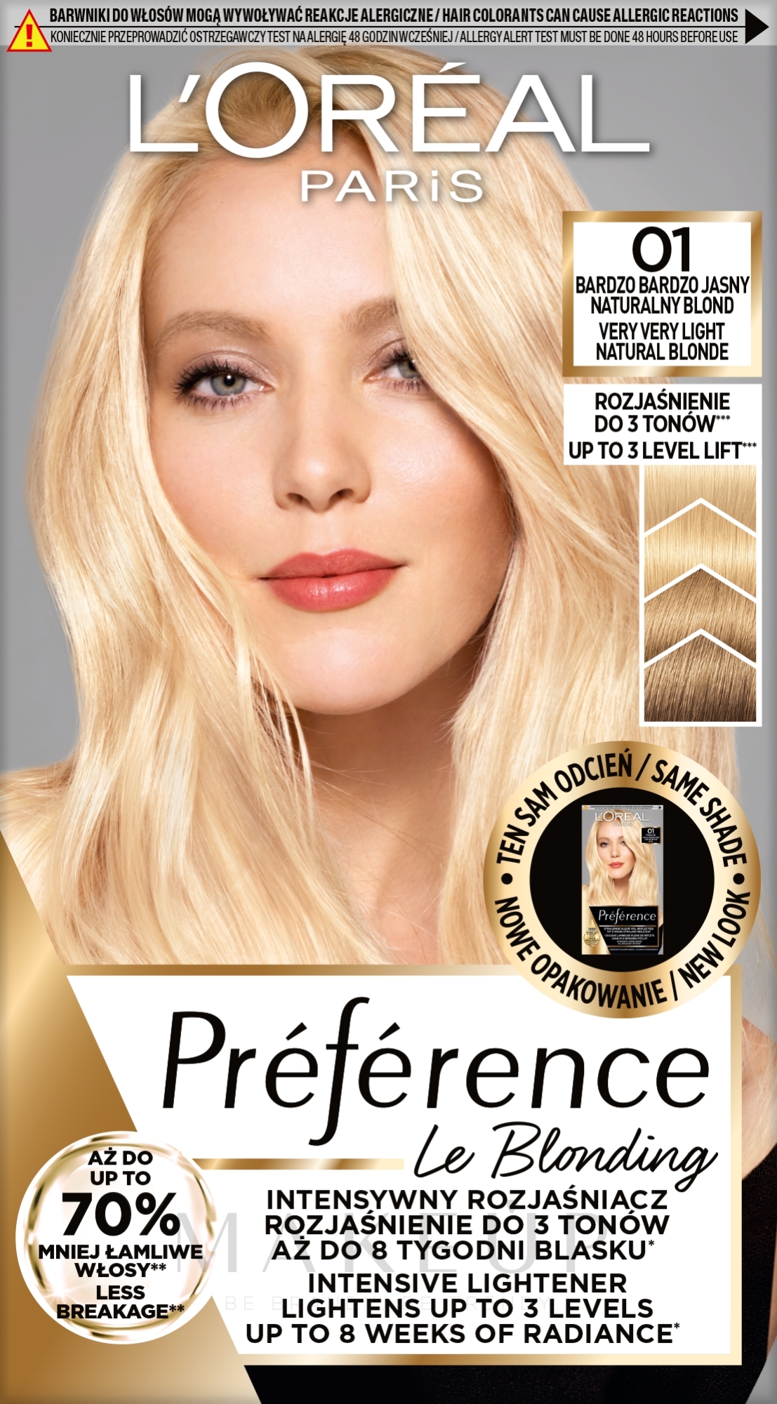 Haarfarbe - L'Oreal Paris Preference Cool Blondes  — Bild 01 - Very Very Light Natural Blonde