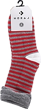 Lange Damensocken mit Weihnachtsmotiv grau mit roten Streifen - Moraj — Bild N1