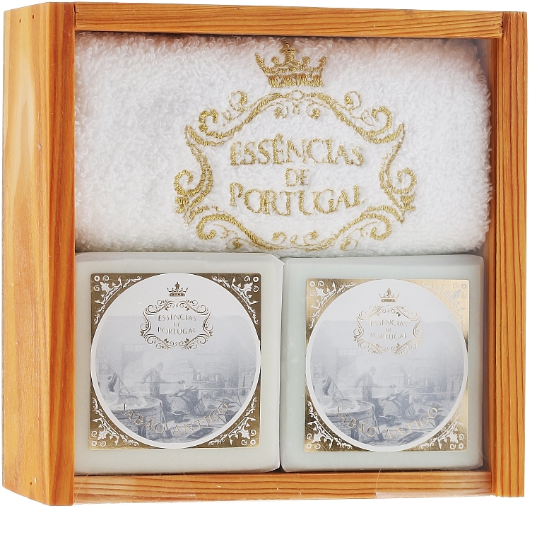 Naturseifen-Geschenkset - Essencias De Portugal Supreme Ancient Soaps Wooden Box Limited Edition (Handgemachte Naturseifen 2x200g + Handtuch) — Bild N1