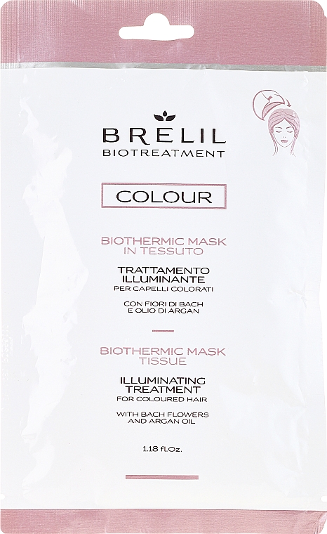Biothermische Tuchmaske für gefärbtes Haar mit Bachblüten und Arganöl - Brelil Bio Treatment Colour Biothermic Mask Tissue — Bild N1