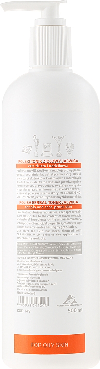 Feuchtigkeitsspendendes Kräuter-Gesichtstonikum - Jadwiga Herbal Toner For Oily Skin — Bild N4