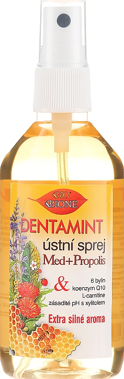 Erfrishendes Mundspray mit Honig und Propolis - Bione Cosmetics Dentamint Mouth Spray Honey + Propolis — Bild N3