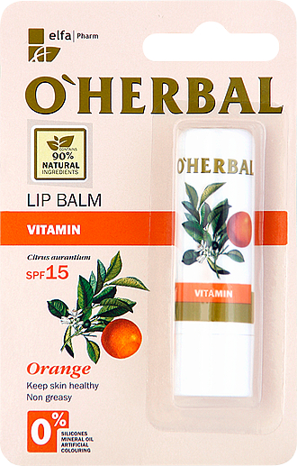 Lippenbalsam mit Orangenöl SPF 15 - O'Herbal Vitamin Lip Balm Wwith Orange Oil SPF15