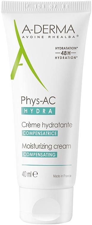 Feuchtigkeitsspendende Gesichtscreme für zu Akne neigende Haut - A-Derma Phys-AC Hydra Compensating Cream — Bild N1