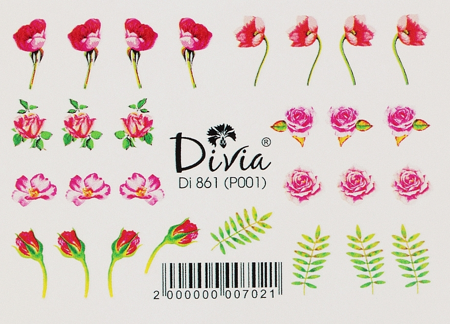 Dekorative Nagelsticker Di861 - Divia Water Based Nail Stickers Relief — Bild N1
