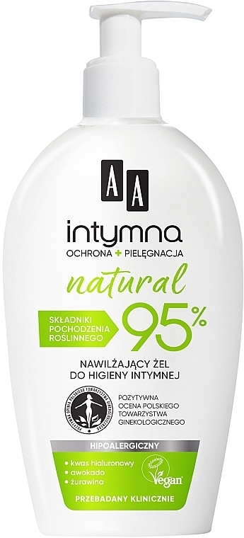 Feuchtigkeitsspendendes natürliches Mizellen-Reinigungsgel für die Intimhygiene - AA Intymna Natural 95% — Bild N1