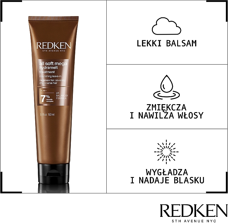 Feuchtigkeitsspendende Haarkur mit Sacha Inchi Oil für trockenes, grobes Haar - Redken All Soft Mega HydraMelt Cream — Bild N3