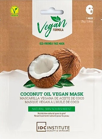 Tuchmaske für das Gesicht mit Kokosöl - IDC Institute Vegan Formula Coconut Oil Face Mask — Bild N1