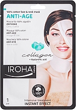 Düfte, Parfümerie und Kosmetik Anti-Aging Tuchmaske für Gesicht und Hals mit Hyaluronsäure und Kollagen - Iroha Nature Anti-Age Collagen 100% Cotton Face & Neck Mask