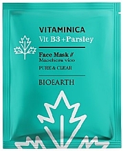 Beruhigende und reinigende Gesichtsmaske für empfindliche und Mischhaut - Bioearth Vitaminica Single Sheet Face Mask Vitb3 + Parsley — Bild N1