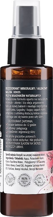 Mineralisches Deospray mit Kokos und Himbeere - Arganove Natural Coconut & Raspberry Mineral Deodorant — Bild N2