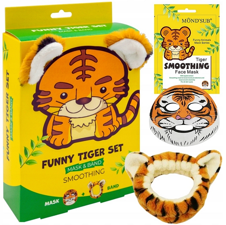 Gesichtspflegeset - Mond'Sub Funny Tiger Set (Tuchmaske für das Gesicht 24ml + Haarband 1 St.) — Bild N2