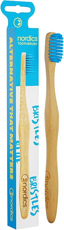 Bambuszahnbürste mittel mit blauen Borsten - Nordics Bamboo Toothbrush — Bild N1