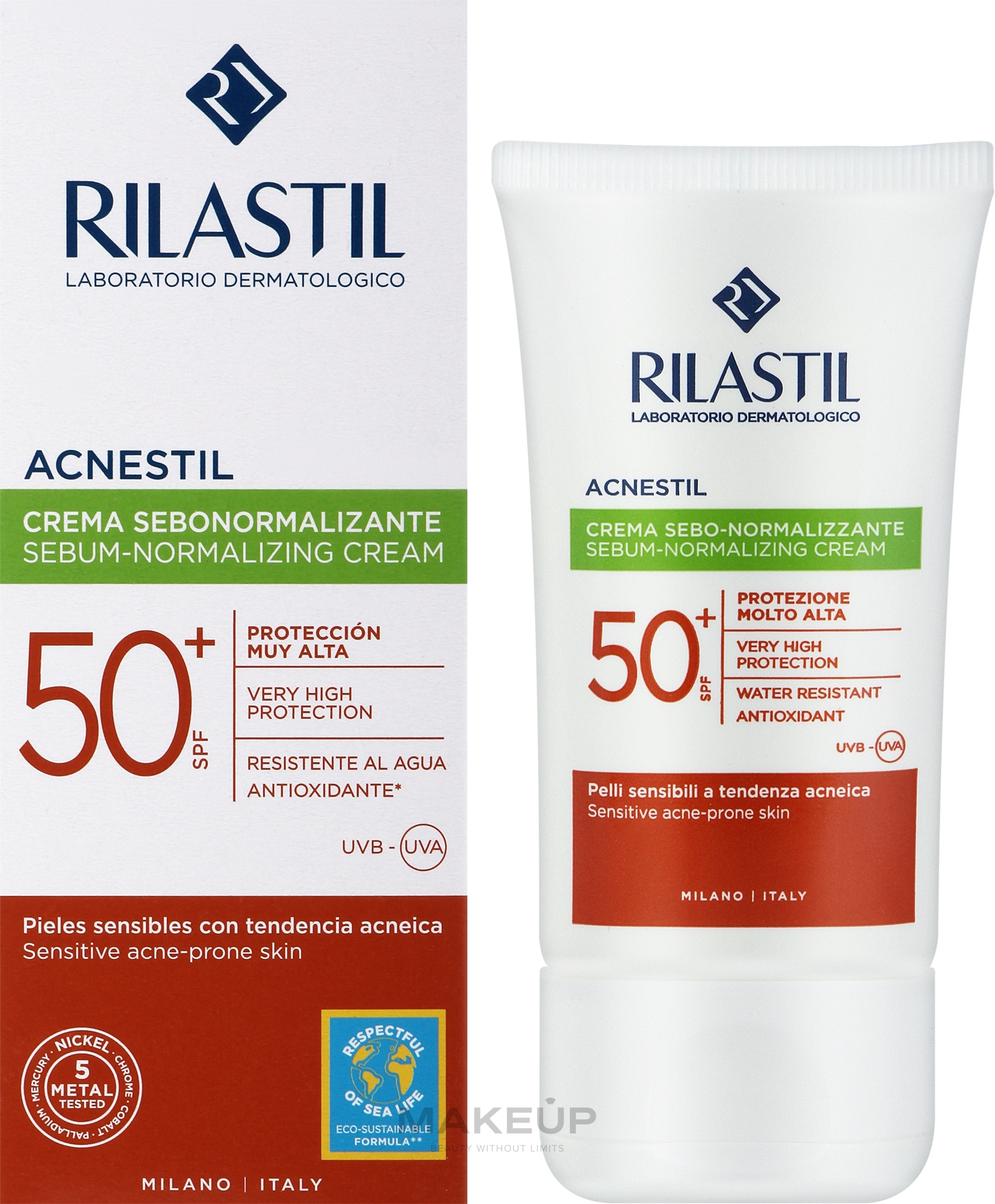 Sonnenschutzcreme für das Gesicht - Rilastil Sun System Spf50+ Acnestil — Bild 50 ml