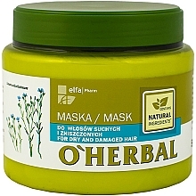 Düfte, Parfümerie und Kosmetik Maske mit Flachs-Extrakt für trockenes und strapaziertes Haar - O'Herbal