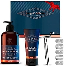 Düfte, Parfümerie und Kosmetik Rasierpflegeset - Gillette King C. (Duschgel 350ml + Rasiergel 150ml + Rasierhobel 1 St. + Rasierklingen 5 St.)