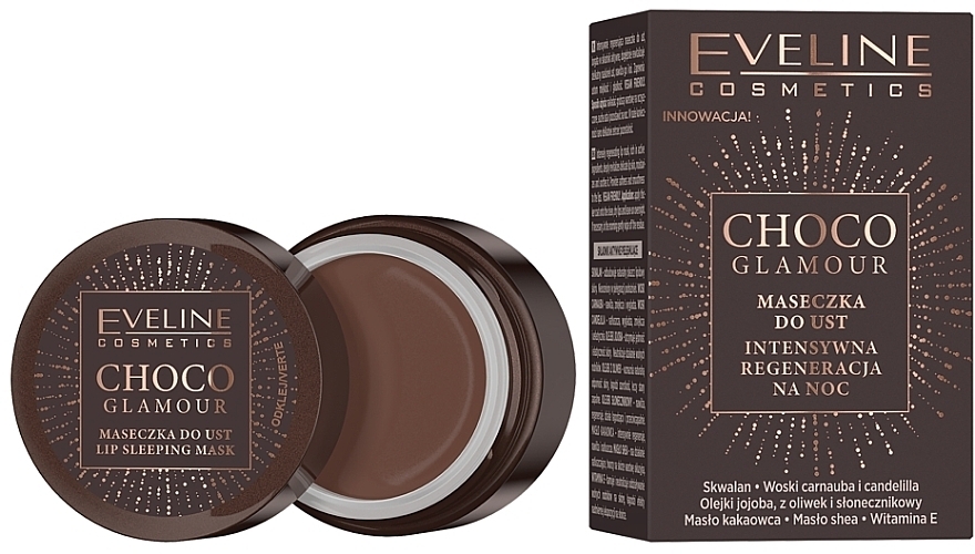 Intensiv regenerierende Lippenmaske für die Nacht - Eveline Cosmetics Choco Glamour Lip Sleeping Mask  — Bild N1