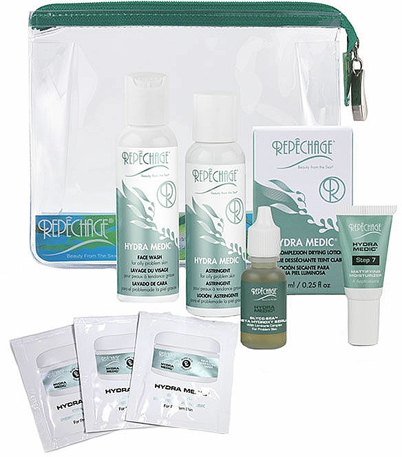 Gesichtspflegeset - Repechage Hydra Medic Travel Collection (Gesichtsgel 59ml + Gesichtslotion 59ml + Creme 7ml + Serum 15ml + Lotion 7.5ml + Maske 3 St.) — Bild N1