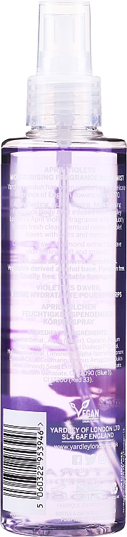 Yardley April Violets Body Mist - Feuchtigkeitsspendender und parfümierter Körpernebel  — Bild N2