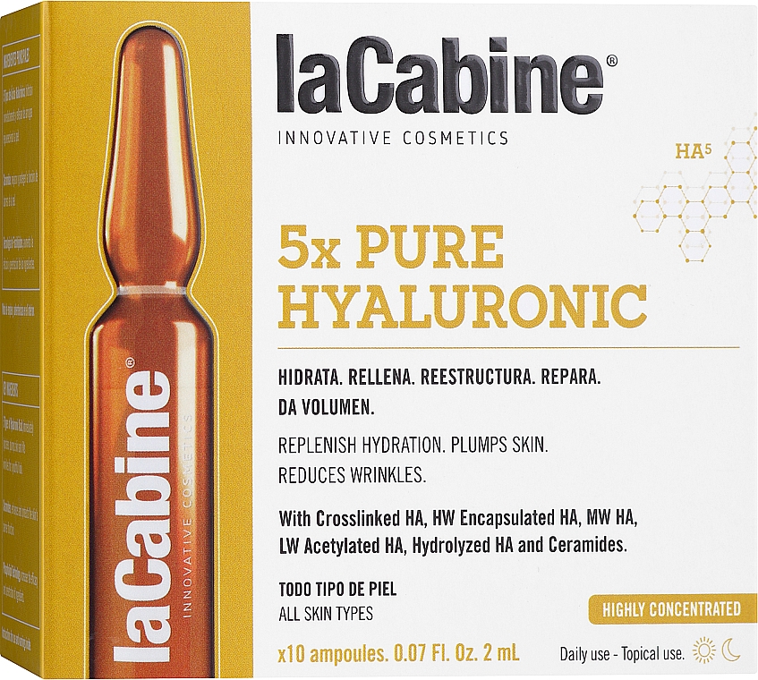 Hyaluron-Ampullen für das Gesicht - La Cabine 5x Hyaluronic Pure Ampoules — Bild N1