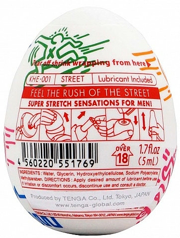 Dehnbarer Masturbator in Eiform - Tenga Egg Keith Haring Street — Bild N2