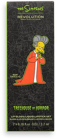 Make-up Set (Lipgloss 3.2ml + Flüssiger Lippenstift 3.2ml) - Makeup Revolution The Simpsons Treehouse of Horror Lip Set Vampire Mr. Burns — Bild N1