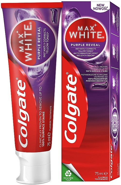 Erfrischende Zahnpasta - Colgate Max White Purple Reveal Toothpaste — Bild N1
