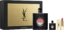 Düfte, Parfümerie und Kosmetik Yves Saint Laurent Black Opium - Duftset (Eau de Parfum 90ml + Eau de Parfum 75ml + Lippenstift 1.3g)