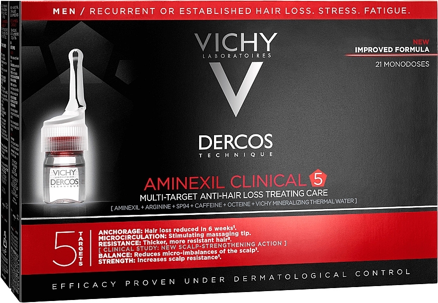 Haarampullen zur Behandlung von Haarausfall mit Aminexil - Vichy Dercos Aminexil Clinical 5 — Bild N4