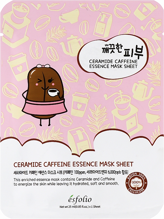 Tuchmaske für das Gesicht mit Ceramiden und Koffein - Esfolio Pure Skin Ceramide Caffeine Essence Mask Sheet — Bild N1