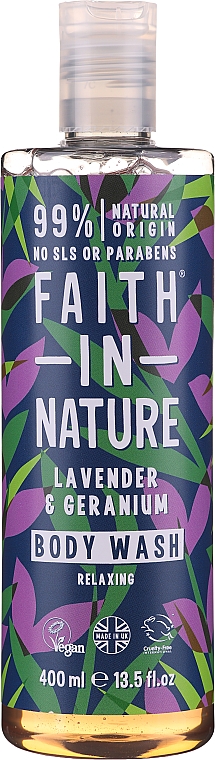 Pflegendes Duschgel für alle Hauttypen - Faith in Nature Lavender & Geranium Body Wash — Bild N1