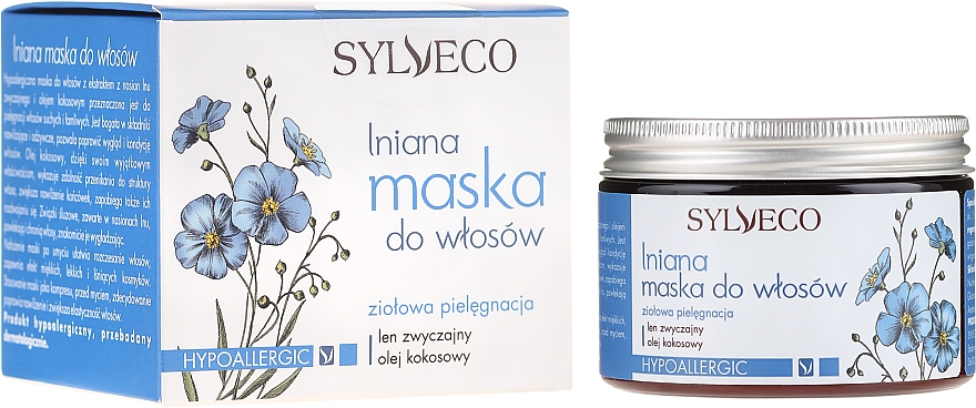 Hypoallergene Haarmaske mit Kokosöl und Leinsamen - Sylveco Flaxseed Hair Mask — Bild N1