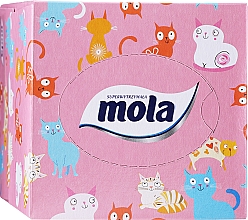 Dreilagige Papierservietten Rosa Box mit Katzen - Mola Tissue  — Bild N1