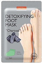 Düfte, Parfümerie und Kosmetik Weichmachende Detox Fußmaske in Socken mit Aktovkohle - Purderm Detoxifying Foot Mask "Charcoal"
