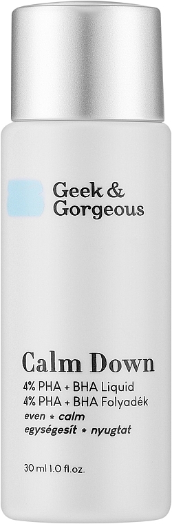 Peeling für empfindliche Haut mit Säuren - Geek & Gorgeous Calm Down 4% Pha + BHA Liquid — Bild N1