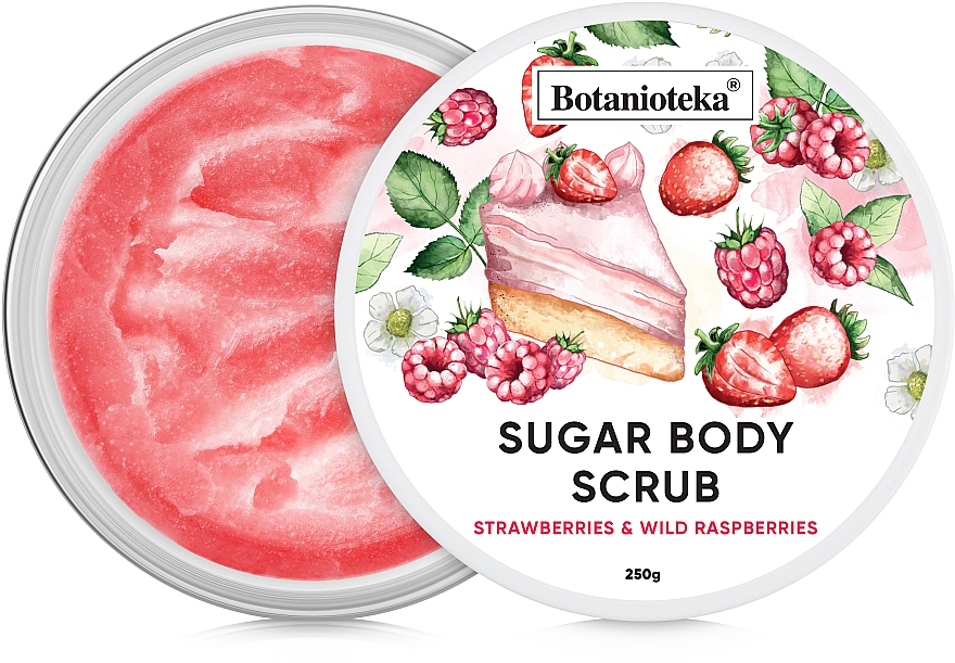 Körperpeeling aus Zucker Erdbeeren und wilde Himbeeren - Botanioteka Sugar Body Scrub Strawberries & Wild Raspberries — Bild N1