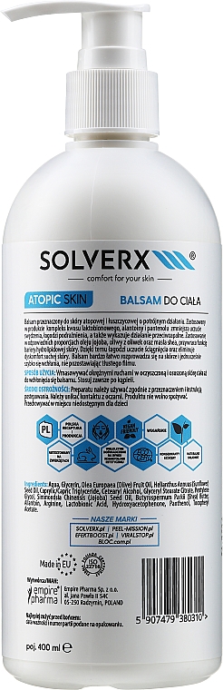 Körperbalsam mit Panthenol und Allantoin - Solverx Atopic Skin Body Balm — Bild N4