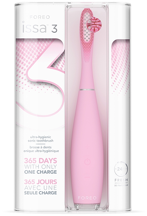 Elektrische Schall-Zahnbürste aus Silikon rosa - Foreo ISSA 3 Ultra-hygienic Silicone Sonic Toothbrush Pearl Pink — Bild N1