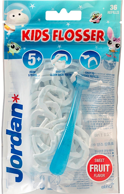 Mundpflegeset - Jordan Kids Flosser (Zungenreiniger 1St. + Refils 36 St.) — Bild N1