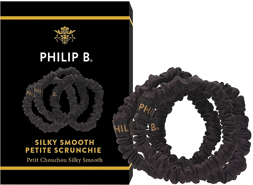 Haargummi 3 St. schwarz - Philip B Silky Smooth Petite Scrunchie — Bild N2