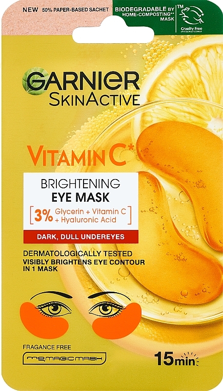 Aufhellende Augenpatches - Garnier SkinActive Vitamin C Brightening Eye Mask  — Bild N1