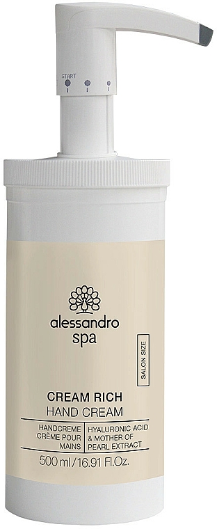 Feuchtigkeitsspendende Anti-Aging Handcreme mit Hyaluronsäure - Alessandro International Spa Cream Rich Hand Cream Salon Size — Bild N1