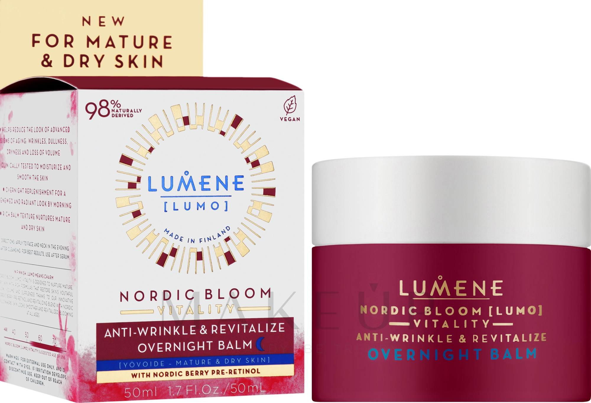 Revitalisierende Anti-Falten Nachtcreme - Lumene Nordic Bloom Vitality Anti-Wrinkle & Revitalize Overnight Balm — Bild 50 ml