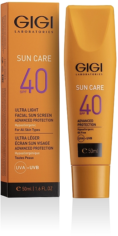 Ultra leichte hypoallegene feuchtigkeitsspendende Sonnenschutzemulsion für das Gesicht SPF 40 - Gigi Sun Care Ultra Light Facial Sun Screen SPF-40 — Bild N2
