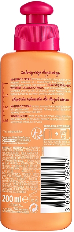 Haarcreme mit Keratin, Vitaminen und Rizinusöl - L'Oreal Paris Elseve Dream Long No Haircut Cream — Bild N2