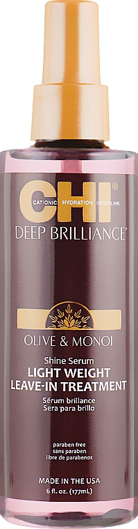 Regenerierendes leichtes Haarserum mit Oliven- und Monoi-Öl ohne Ausspülen - CHI Deep Brilliance Shine Serum Lightweight Leave-In Treatment — Bild N5