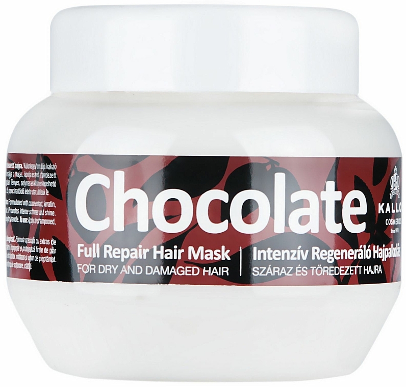 Maske für trockenes und erschöpftes Haar mit Olive, Shea und Argan - Kallos Cosmetics Chocolate Mask